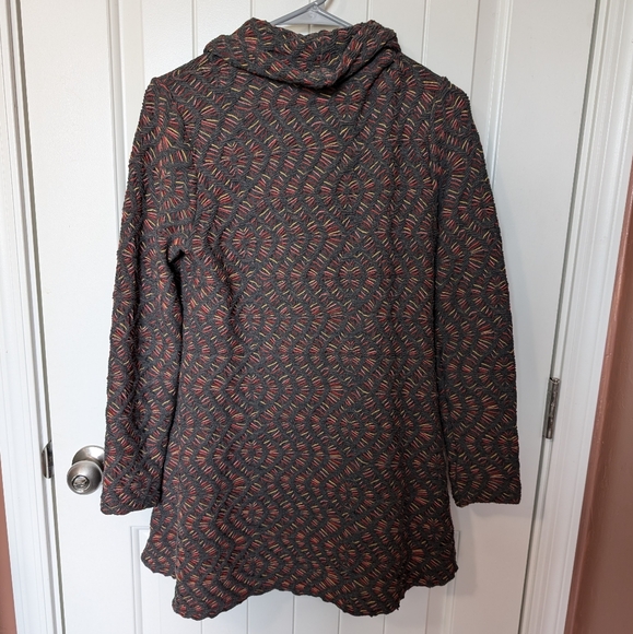 Sno Skins Womens Long Sleeve Cowl Collar Knit Top M Black Multi Color - Picture 2 of 5